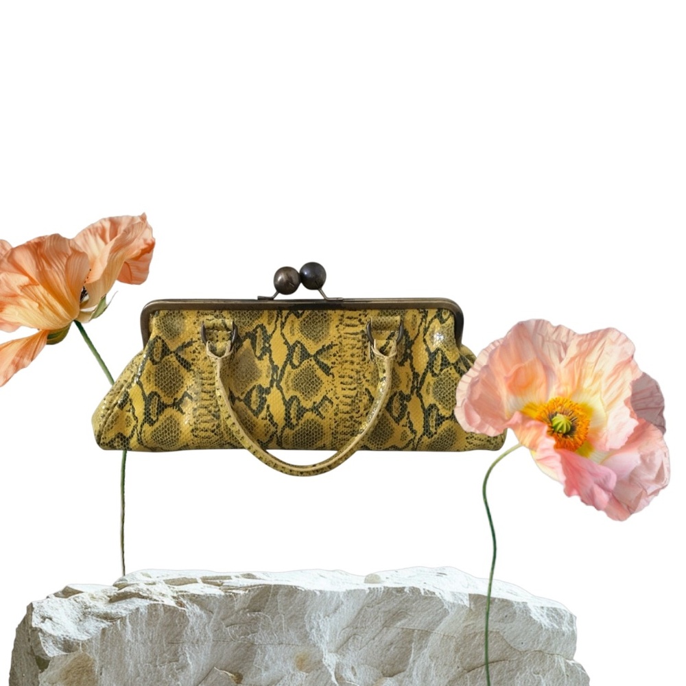 Vintage Yellow Faux Python Skin Maurizo Taiuti Bag